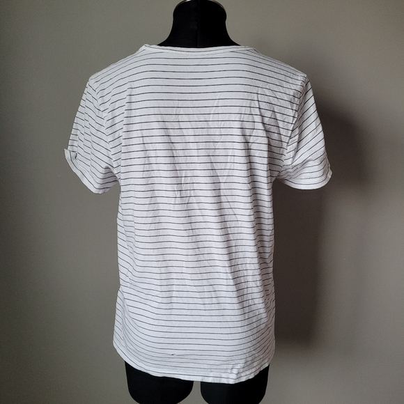 Stripe teeshirt with pixel heart embroidery - Picture 2 of 9
